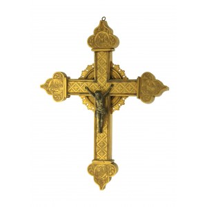 Cross, gilt bronze, engraved 19th century.