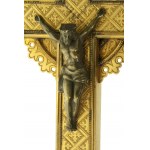 Kreuz, vergoldete Bronze, graviert 19. Jahrhundert.