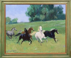 Józef KOROLKIEWICZ (1902-1988), Pędzące konie, 1980