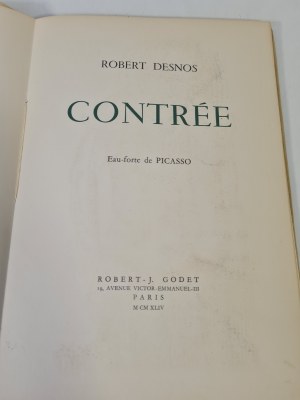 DESNOS Robert - CONTREE Litografie PABLO PICASSO Paryż 1944