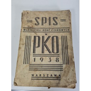 SPIS WŁAŚCICIELI KONT CZEKOWYCH W PKO, Warszawa 1938