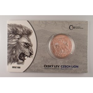 Stříbrná 2 oz investiční mince Český lev 2021, 62.2g, 37mm, číslo 858, Ag 999,
