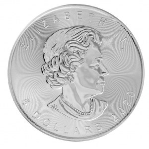 1 oz Silver Coin, 2020, 5 Dollars, KM #1601, Maple Leaf, v přepravním boxu 25 ks , Ag, 25 ks