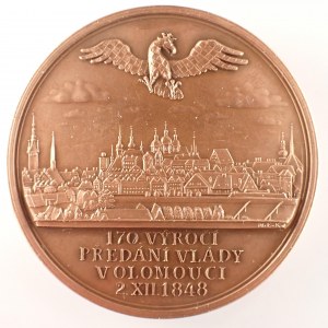 Rakousko - Uhersko / AE med. 170. výročí předáni vlády v Olomouci 2. XII. 1848, Ferdinand V. / František Josef I., P...