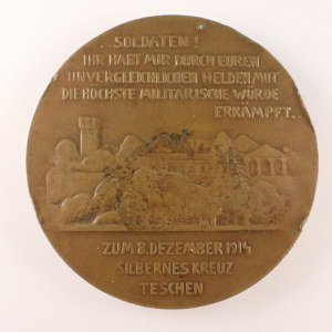 Rakousko - Uhersko / AE med. FRIEDRICH, Feldmarschall, Erzherzog, Herzog von Teschen. 1914, dírka, hrany, bronz...