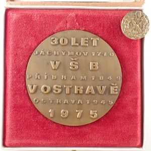 Česká republika / AE med. 30 let VŠB v Ostravě 1975, Jáchymov 1716, Příbram 1849, Ostrava 1945 / VŠB Ostrava, bronz...