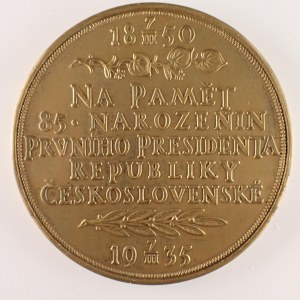 ČSR / AE med. T.G.M. 1935 k 85. naroz., 50 mm, sig. Španiel, orig. etue, skvrnka, Br,