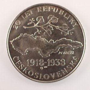 ČSR / AR med. k 20. výročí republiky, dr. rys., punc, 35 mm, 13,59g, Ag 987,