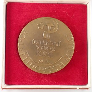 ČSSR / AE med. 20 let LM, bronz, etue, Med. Za obětavou práci v LM věnuje štáb MěV LM Ostrava 1969, lehký kov...