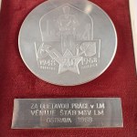 ČSSR / AE med. 20 let LM, bronz, etue, Med. Za obětavou práci v LM věnuje štáb MěV LM Ostrava 1969, lehký kov...