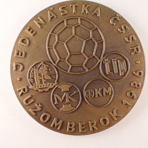 ČSSR / AE med. Jedenástka ČSSR * Ružomberok 1986, / Hašek, Skuhravý, Kula, ... fotbal, bronz,