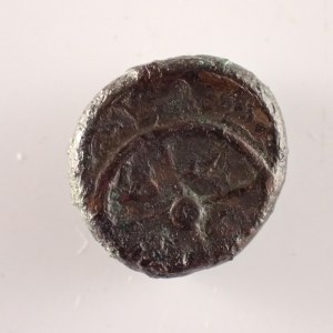 Řecko - Thrakie, Messembria 450-350 př.nl, helmice zepředu / META ve čtvrceném kole, 1.35 g,
