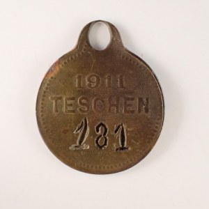 Psí známka Teschen 1911, č. 181, koroze,