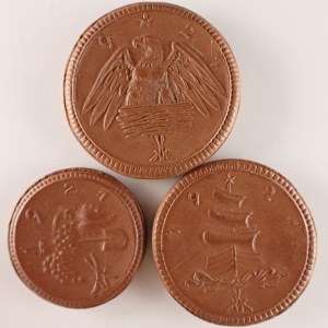 Sasko - 50 Pfennig, 1, 2 Marka, vše 1921, vše porcelán, 3 ks