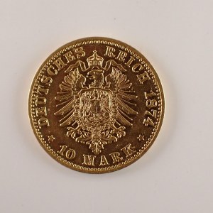 Německo / Prusko, Wilhelm I. [1861 - 1888] / 10 Marka 1874 B, Au,