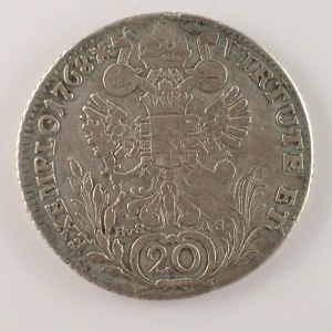 Josef II. [1765 - 1790] / 20 Krejcar 1768 C, EvS.A.S, m.o,, Ag,