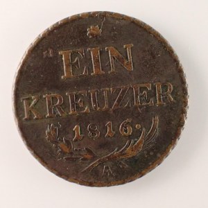 František I. Rakouský [1792 - 1835] / 1 Krejcar 1816 A, patina, Cu,
