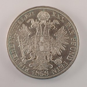 Rakouská konvenční a spolková měna / 1 Spolkový Tolar 1858 B, vzácnější, dr. rys., Ag,