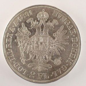 Rakouská konvenční a spolková měna / 2 Zlatník 1891 b.z., dr. hra, Ag,