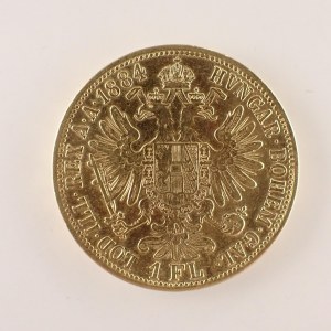 Rakouská konvenční a spolková měna / 1 Zlatník 1884 b.z., silně zlaceno, Ag pokov Au,
