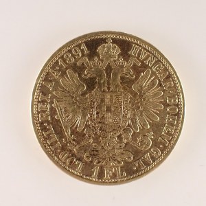 Rakouská konvenční a spolková měna / 1 Zlatník 1891 b.z., silně zlaceno, Ag pokov Au,