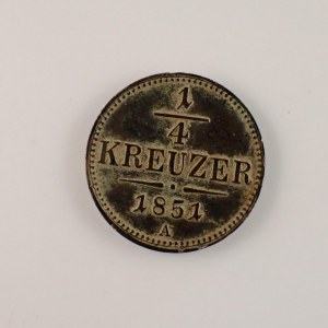 Rakouská konvenční a spolková měna / 1/4 Krejcar 1851 A, Cu,