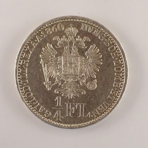Rakouská konvenční a spolková měna / 1/4 Zlatník 1860 A 'R', vzácnější, Ag,