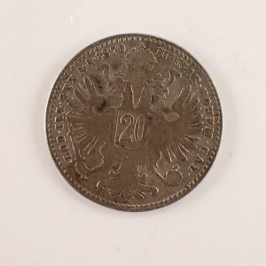 Rakouská konvenční a spolková měna / 20 Krejcar 1870 b.z., Ag,
