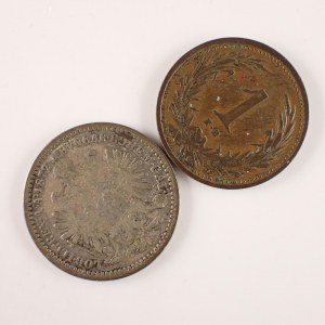 Rakouská konvenční a spolková měna / 10 Krejcar 1872 b.z., 1 Filler 1895 K.B., 2 ks