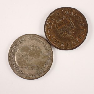 Rakouská konvenční a spolková měna / 10 Krejcar 1872 b.z., 1 Filler 1895 K.B., 2 ks