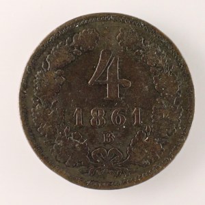 Rakouská konvenční a spolková měna / 4 Krejcar 1861 B, Cu,
