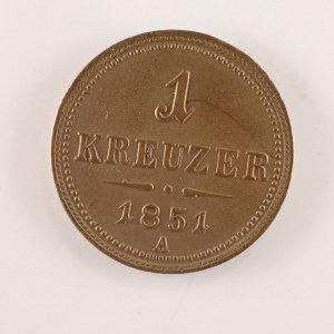 Rakouská konvenční a spolková měna / 1 Krejcar 1851 A, Cu,