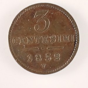 Lombardsko a Benádsko [1849 - 1852] / 3 Centesimi 1852 V, Cu,