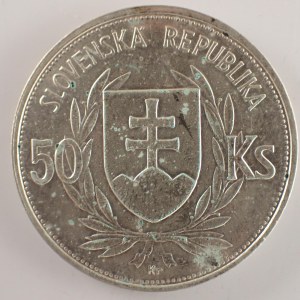 Období 1939-1945 - Slovenský štát / 50 Ks 1944 Tiso, rysky, skvrnky, Ag,