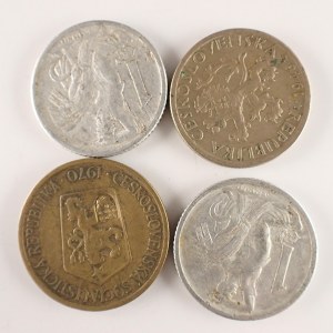 Období 1945-1990 / 1 Kčs 1946, 1950 2x, 1970 kontramarka, 4 ks