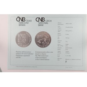 Období od 1993 / Certifikát k pamětní minci 50 výr.zal OSN 1995 Proof, 2500 Ks!,