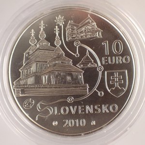 10 euro 2010 Drevené chrámy v slovenskej časti karpatského oblúka - Svetové kultúrné dedičstvo, kapsle, Ag...