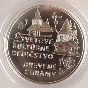 10 euro 2010 Drevené chrámy v slovenskej časti karpatského oblúka - Svetové kultúrné dedičstvo, kapsle, Ag...