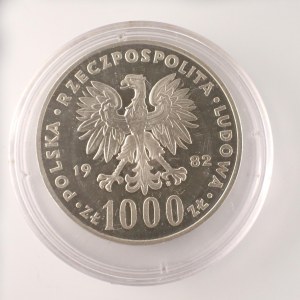 1000 Zlotych 1982, Jan Pavel II., PRÓBA, vlas. škr., 18.95g, Ag,