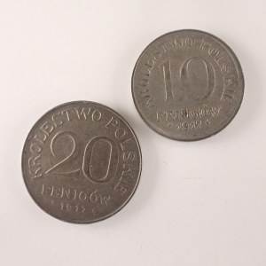 Království Polské / 20 Fenigow 1917, 10 Fenigow 1917, Fe, 2 ks