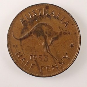 Austrálie / 1/2 Penny 1953, Cu,
