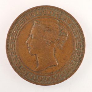 Ceylon (Srí Lanka) / 5 Cents 1870 - Victoria, KM#93, Cu,