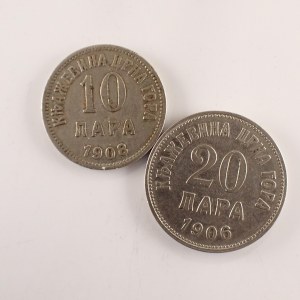 Černá Hora / 20 Para 1906, 10 Para 1908, 2 ks