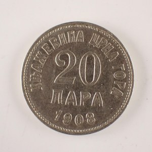 Černá Hora / 20 Para 1908, Ni,