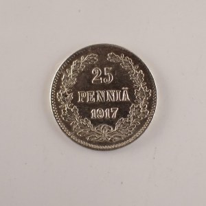 Finsko / 25 Penniä 1917, prask. raz., Ag,