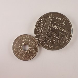 Francie / 25 Centimes 1904, 5 Centimes 1925, 2 ks
