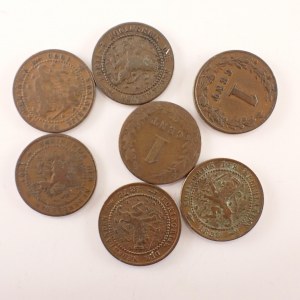 Holandsko / 1 Cent 1878, 1880, 1881, 1884, 1898, 1900, 1901, 7 ks