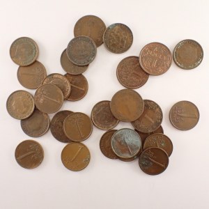 Holandsko / Konvolut 28 ks mincí 1 Cent 1902, 1904, 1905, 1906, 1921, 1939, 1948 - 1972, 28 ks
