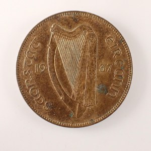 Irsko / 1 Pingin 1937, skvrny, Br,