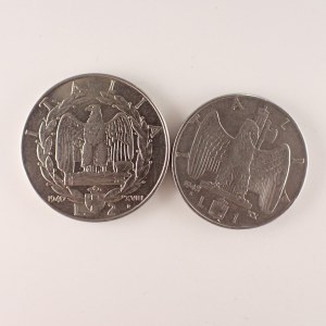 Itálie / 2 Lira 1940 (slabě magnetická), 1 Lira 1942, 2 ks